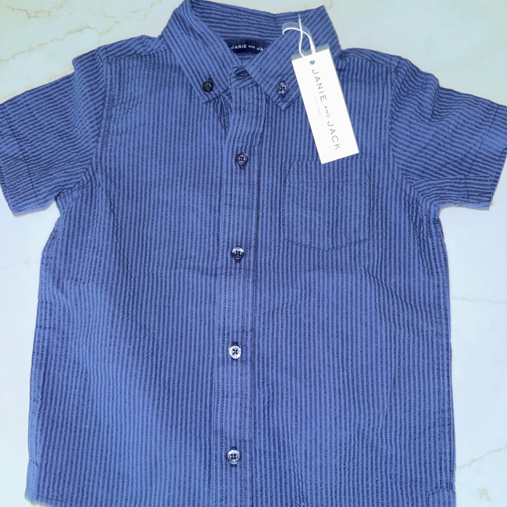 Janie and Jack Blue Striped Kids Shirt